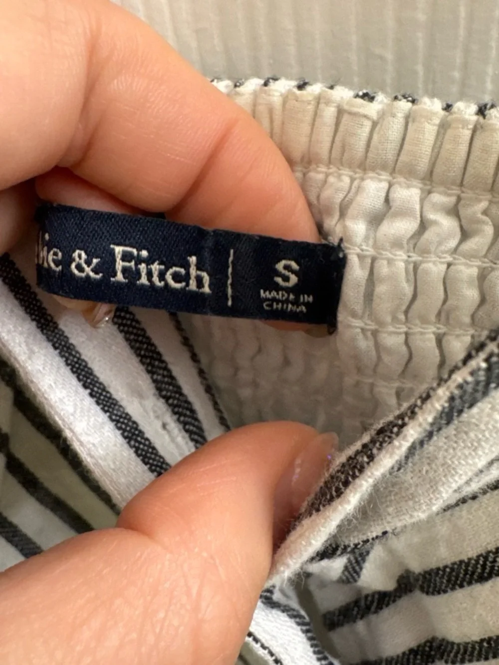 Abercrombie & Fitch navy and white striped
